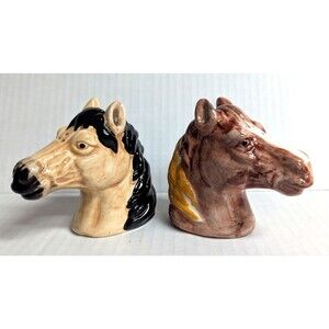 Rivers Edge Ceramic Horses Salt and Pepper Shakers 3.5 x 3 x 1.5-inch Gift NEW